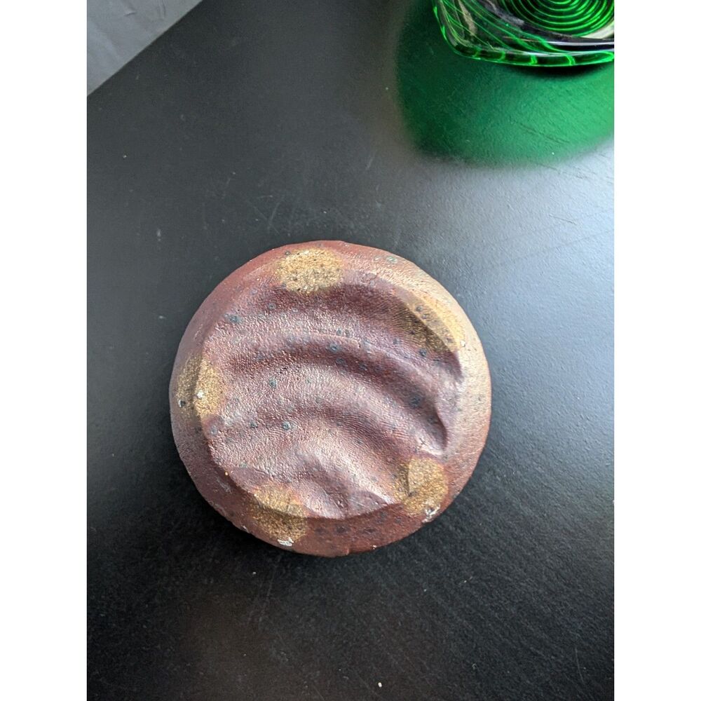 Signed Japanese Bizen Style Studio Pottery Vase • 4.5" Wabi Sabi Clay Tumbler - Picture 4 of 4